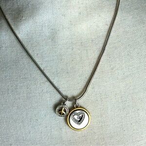 Brighton B Happy Peace Heart Necklace Two-tone Gold & Silver Plated 20"L